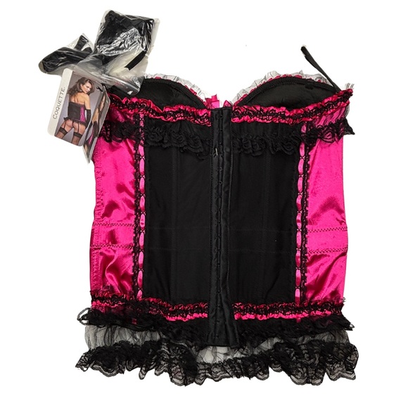 Black & Fuchsia Lace Corset • XL • NWT • Coquette - Picture 2 of 7